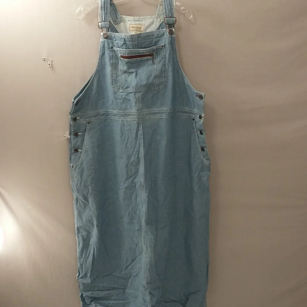 Denim 2x Overall Dress Jumper Eddie Bauer Looks Unworn 100% Cotton Great Quality - Picture 2 of 13